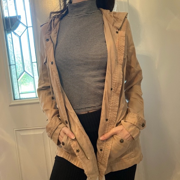 Max jean stencil tan womens zip hooded jacket size Xs - Picture 2 of 8